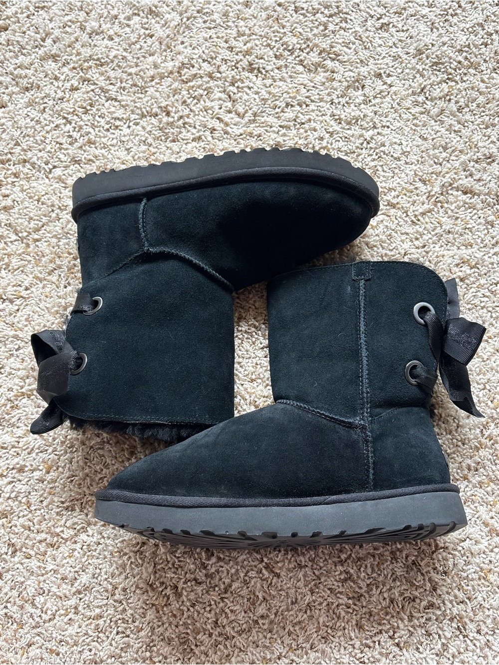 UGG Bailey Bow II Black Custom Sparkle Bow Sz US 10 EU 41 EUC